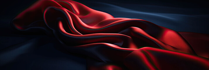 Dark blue and red sensual satin background, Generative AI