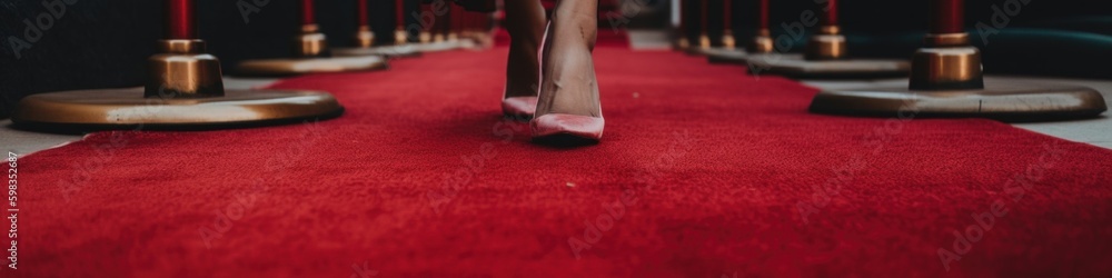 Poster a red carpet with candles and a red carpet. ai generative image.
