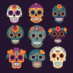 Día de Muertos skull collection, cinco de mayo festival skull collection