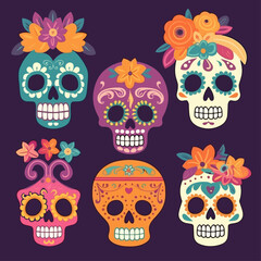 Día de Muertos skull collection, cinco de mayo festival skull collection