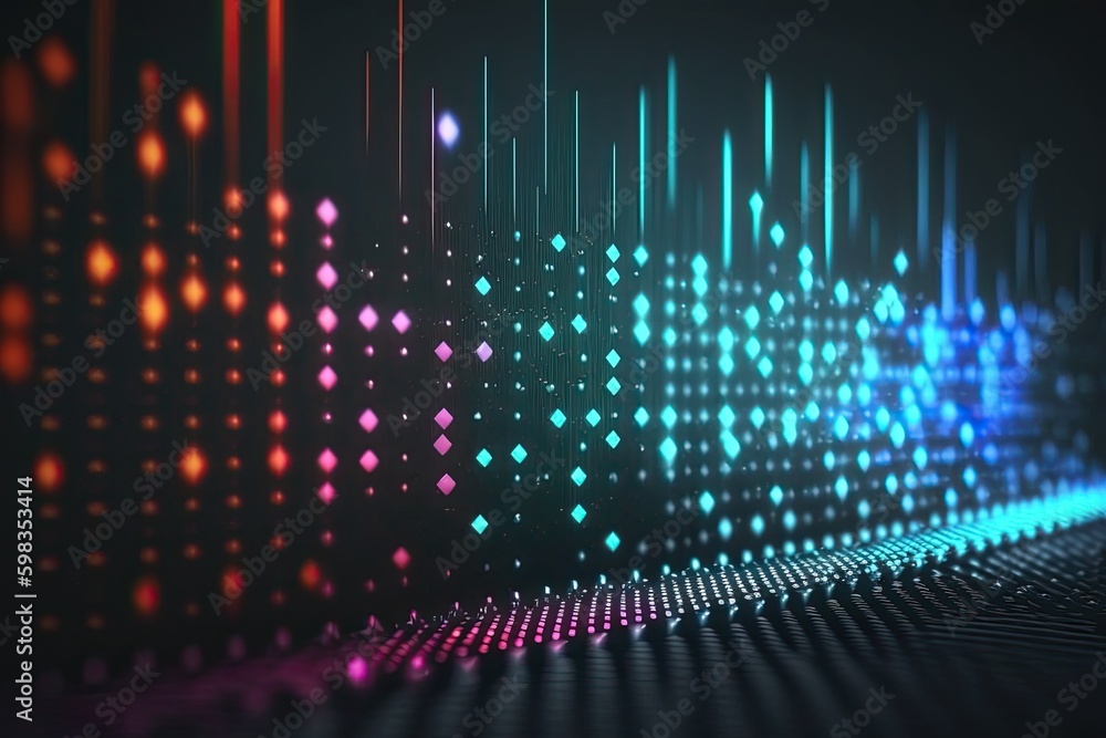 Aufkleber abstract blue or gold dot moving and growing connecting neural network. technology background. digit