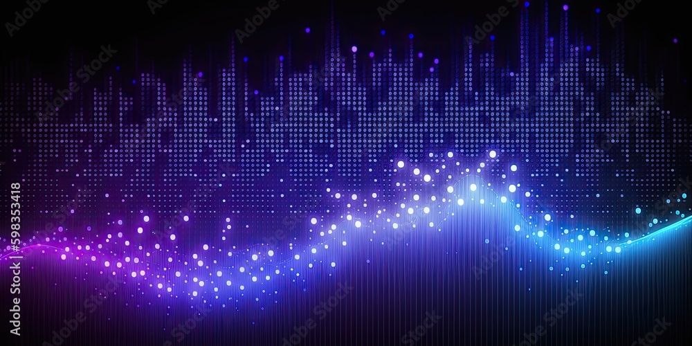Aufkleber abstract blue or red dot moving and growing connecting neural network. technology background. digita