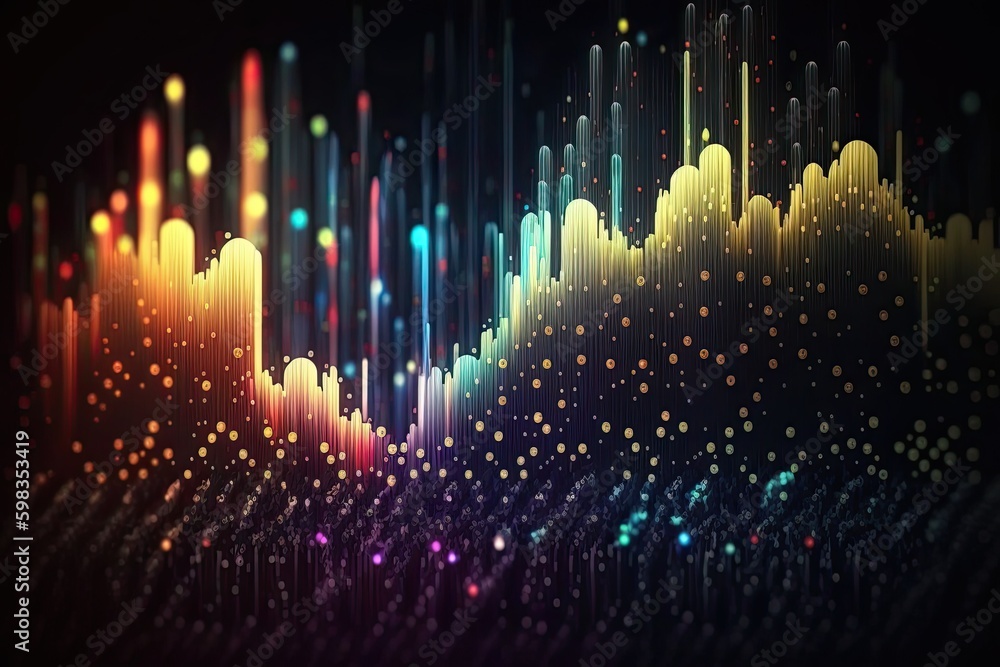 Aufkleber abstract blue or gold dot moving and growing connecting neural network. technology background. digit