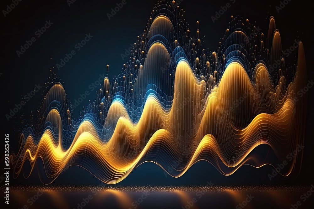 Aufkleber abstract blue or gold dot moving and growing connecting neural network. technology background. digit