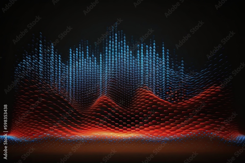 Aufkleber abstract blue or red dot moving and growing connecting neural network. technology background. digita