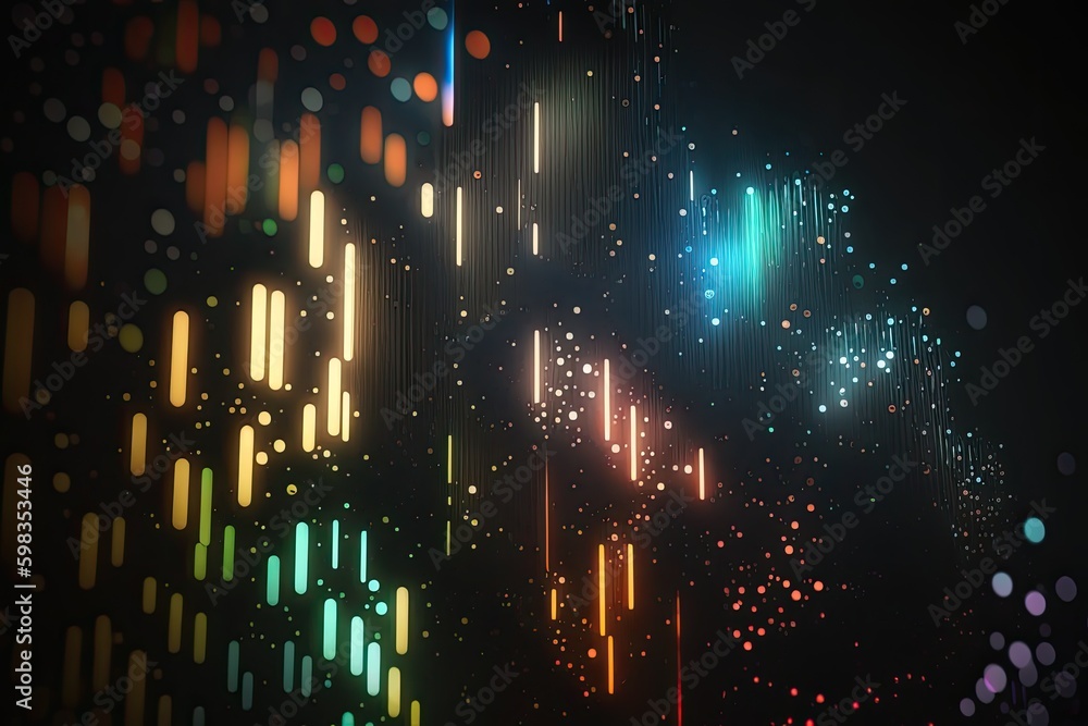 Aufkleber abstract blue or gold dot moving and growing connecting neural network. technology background. digit