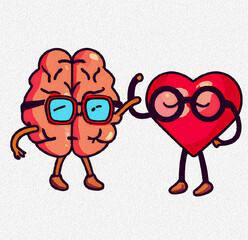 Heart and brain cartoon