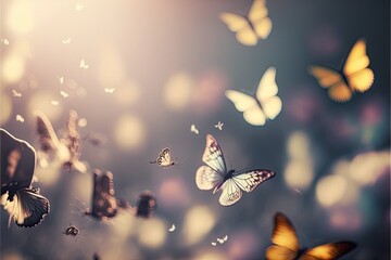 cute and elegant butterfly bokeh background a pretty spring scene generative ai