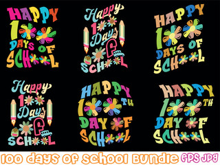 Happy 100 Days of School T-shirt Design Bundle