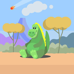 Vector graphics. Cartoon image of a dinosaur. Flat design. Printing on posters. Wall art. Decor.
