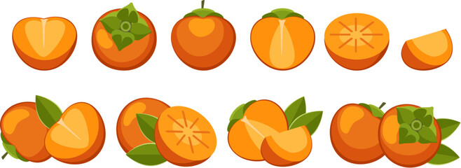 Cartoon persimmons set