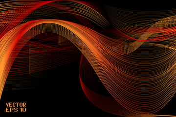 Abstract Red and Orange Pattern with Waves. Striped Linear Texture. Vector. 3D Illustration