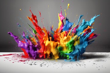 splashes of rainbow paints