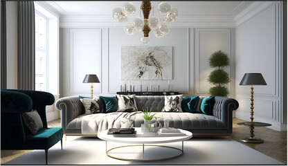 Luxurious modern living room Interior Design With Furniture