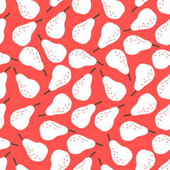 Pink seamless pattern with white pears