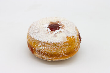Jewish Strawberry Sufganiyot Donut on a White Background