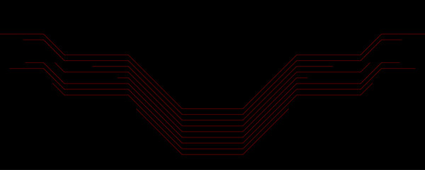 Red minimal tech lines abstract futuristic background. Vector digital art banner design