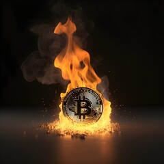 3D model of the bitcoin burning by Generative AI