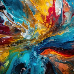 Obraz premium Hand drawn colorful painting abstract art ai, ai generative, illustration