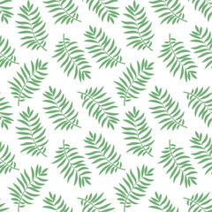 Vector seamless pattern with green palm leaves. For printing, packaging, textiles, wallpaper, design