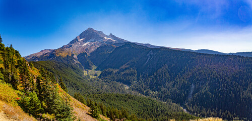 Mt. Hood, Oregon, USA - Ocotber 19, 2022:  Vistas of Mt Hood and surrounding forests.