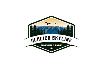 Skyline glacier national park logo design vector