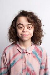 Young woman with Dwarfism head shot portrait. Generative AI vertical shot