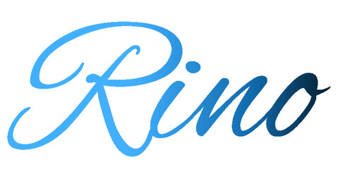 Rino - light blue and blue color - male name - ideal for websites, emails, presentations, greetings, banners, cards, books, t-shirt, sweatshirt, prints

