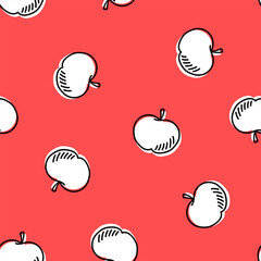 Pink seamless pattern with white apples