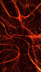 Abstract red relaxing lava lamp particle background. Vertical 3D illustration screen decor wallpaper design backdrop for showroom showcase. Elegant classy romantic mesmerizing lounge glitz swirls.