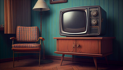 Retro television from the fifties, old fashioned vintage