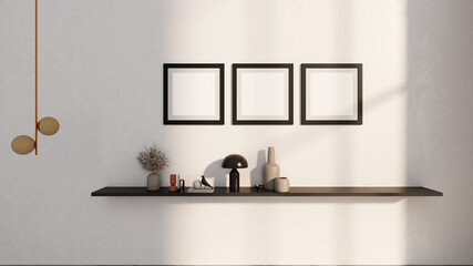 Large luxury modern bright interiors Living room mockup illustration 3D rendering computer digitally generated image
