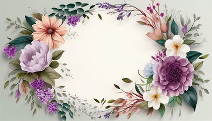 Beautiful blooming floral wedding invitation banner, Generative AI