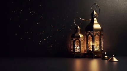 Ramadan Kareem. Islamic greeting template with ramadan for wallpaper . Dark color islamic ramadan greeting background. AI generated