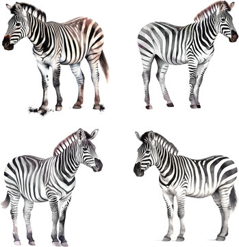 Zebra watercolor paint collection