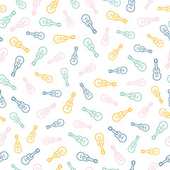 Seamless pattern with colorful ukulele