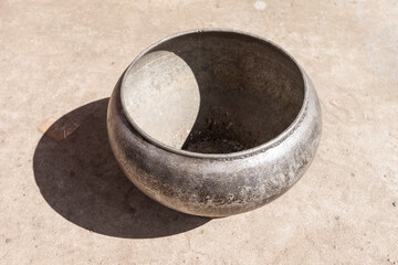 Traditional Ukrainian metal pot for cooking in the oven