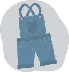 Denim overalls. Clothing for gardening. High quality vector illustration.