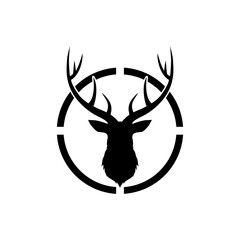 Hunt on deer with cross hairs icon isolated on transparent dark background