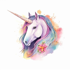 Obraz na płótnie Canvas Cute unicorn watercolor paint