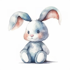 Fototapeta na wymiar Stuffed doll bunny watercolor paint