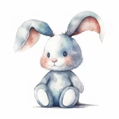 Foto op Aluminium  Stuffed doll bunny watercolor paint © Florin
