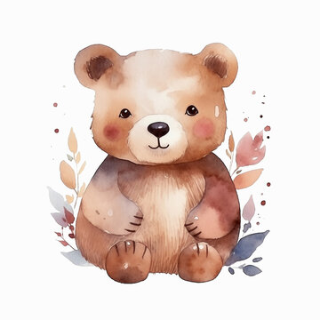 Cute bear watercolor paint