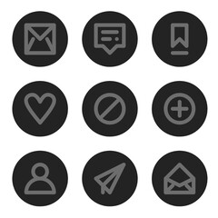 mail icon set, chat icon set, massage icon set with monochrome color 