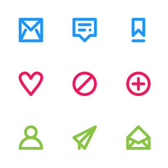 mail icon set, chat icon set, massage icon set