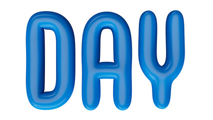 isolated blue uppercase text: DAY , in shape of balloons