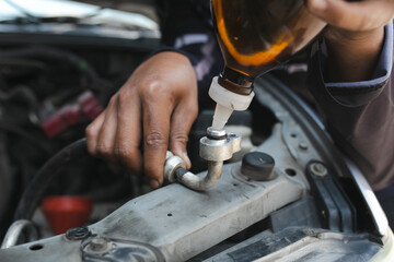 Mechanic in garage, Photo of car car repairing.