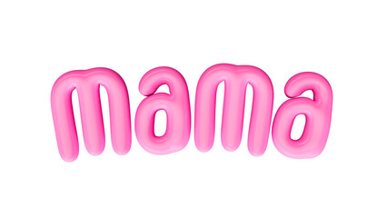 isolated Spanish pink lowercase text: mama , in shape of balloons