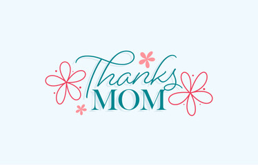 Thanks Mom, Happy Mother's Day Post for Social Media in Yellow with Roses, Facebook, Instagram, Website Header, Mother's Day Card, Mother's Day Sign, Vector, Illustrator, EPS