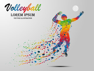 Visual drawing volleyball sport at fast of speed in game, colorful beautiful design style on white background for vector illustration, exercise sport concept, winner championship